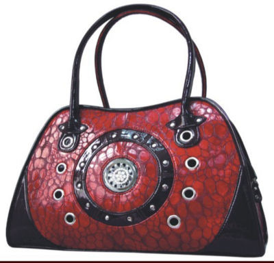 Faux Red and Black Leather Pet Carrier